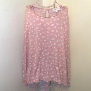 ❄️Hippie Rose Pink/Yellow/White Floral BabyDoll blouse-Medium #T1W2D592